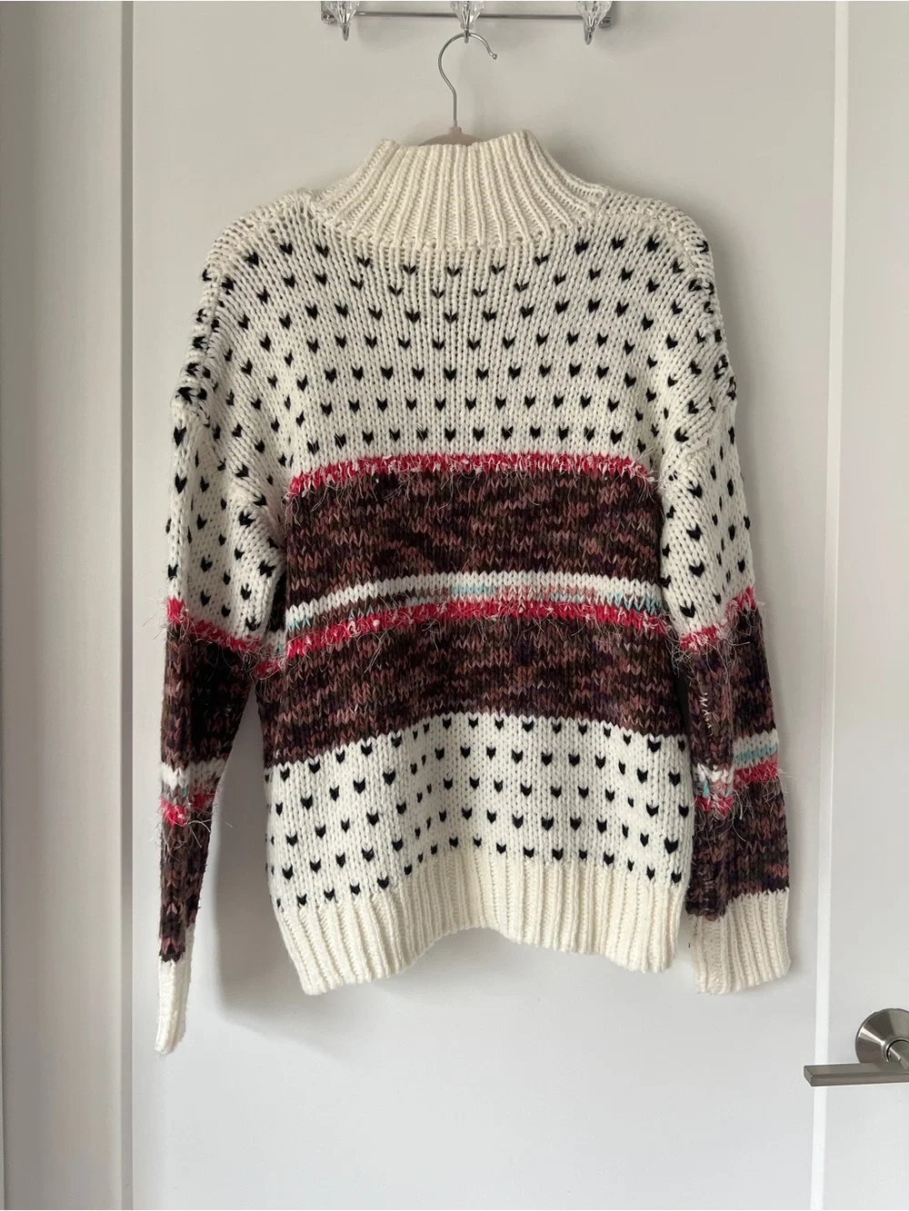 RAGA Cream Multicolor Fair Isle Turtleneck Sweater